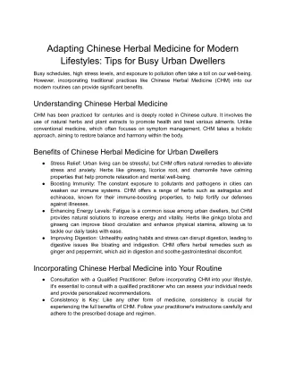 Adapting Chinese Herbal Medicine for Modern Lifestyles_ Tips for Busy Urban Dwellers