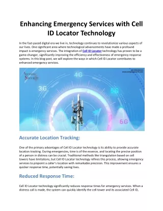 Enhancing Emergency Services with Cell ID Locator Technology