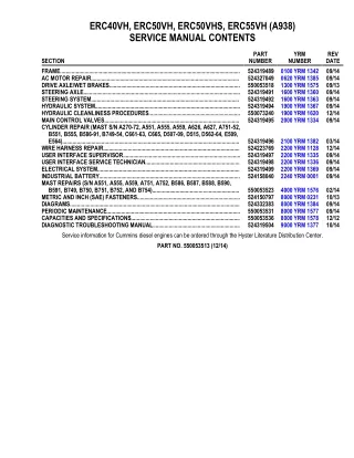 YALE (A938) ERC40VH LIFT TRUCK Service Repair Manual