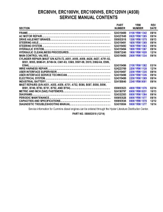 YALE (A938) ERC100VH LIFT TRUCK Service Repair Manual