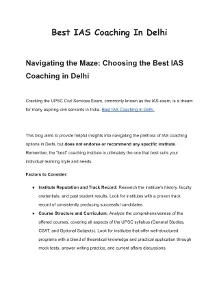 Best IAS Coaching in Delhi for Aspiring Civil Servants