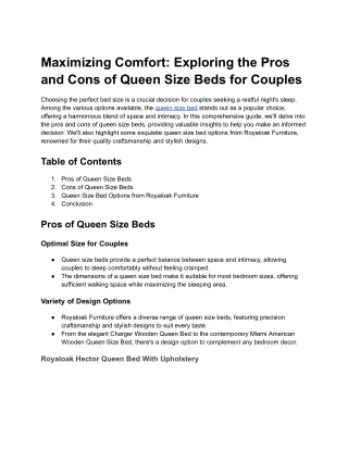 Maximizing Comfort_ Exploring the Pros and Cons of Queen Size Beds for Couples