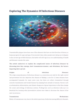 Exploring The Dynamics Of Infectious Diseases