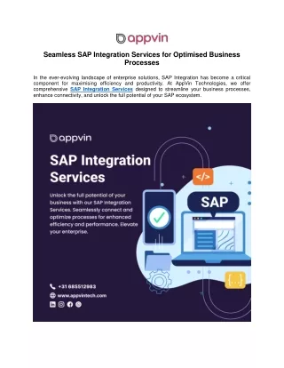 Seamless SAP Integration Services for Optimised Business Processes AppVin