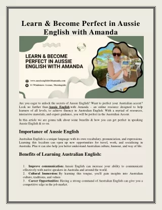 Master Aussie English Accent with Amanda: Your Gateway to Fluency!