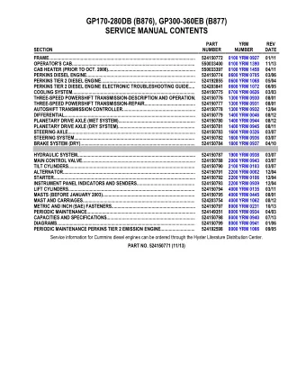 YALE (B876) GP170DB LIFT TRUCK Service Repair Manual