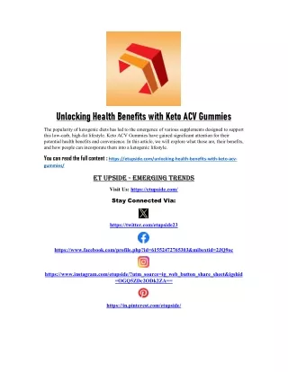 Unlocking Health Benefits with Keto ACV Gummies