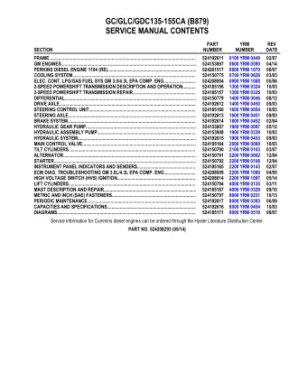 YALE (B879) GC155CA LIFT TRUCK Service Repair Manual