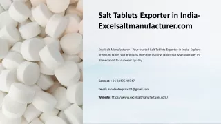 Salt Tablets Exporter in India, Best Salt Tablets Exporter in India