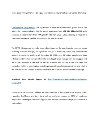 Cephalosporin Drugs Market 2023 | Predictions and Regional Forecasts for 2032