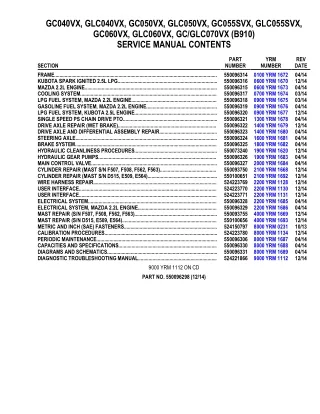 YALE (B910) GC070VX LIFT TRUCK Service Repair Manual