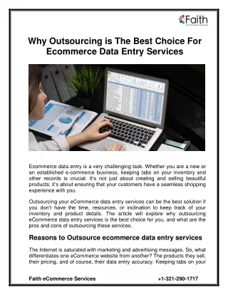 Why outsourcing Is The Best Choice For Ecommerce Data Entry Services