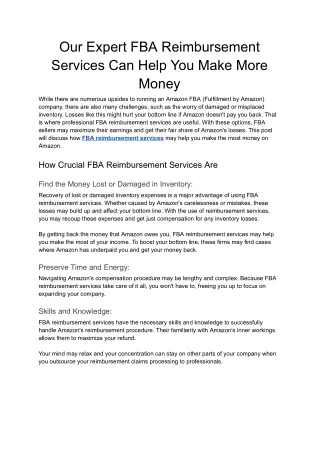 Our Expert FBA Reimbursement Services Can Help You Make More Money - Google Docs