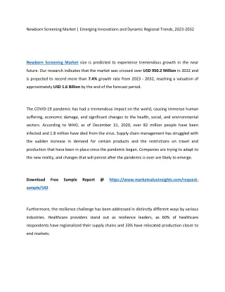 Newborn Screening Market 2023 | Predictions and Regional Forecasts for 2032