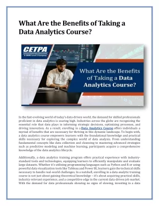 What Are the Benefits of Taking a Data Analytics Course - CETPA Infotech