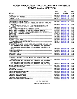 YALE (C809 CUSHION) GLC030VX LIFT TRUCK Service Repair Manual