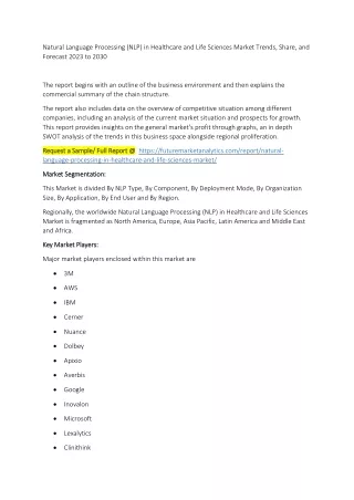 Natural Language Processing (NLP) in Healthcare and Life Sciences Market