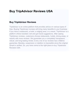 Buy TripAdvisor Reviews USA