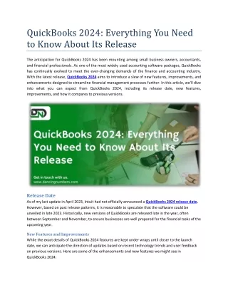 QuickBooks 2024 Everything You Need to Know About Its Release