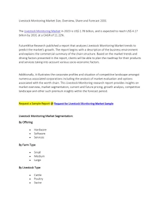 Livestock Monitoring Market Size, Overview, Share and Forecast 2031