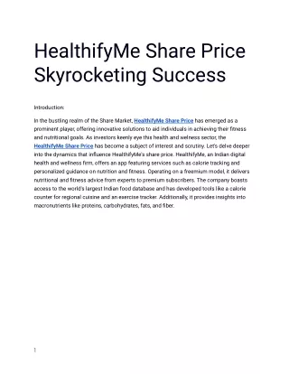 HealthifyMe Share Price Now at Record High