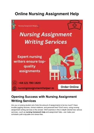 Online Nursing Assignment Help