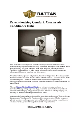 Stay Cool with Carrier Air Conditioners in Dubai | Top HVAC Solutions
