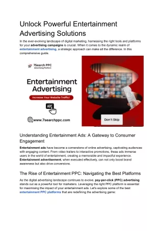 Unlock Powerful Entertainment Advertising Solutions