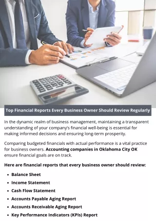 Top Financial Reports Every Business Owner Should Review Regularly