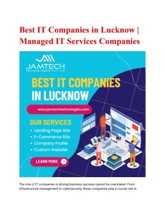 Best IT Companies in Lucknow Managed IT Services Companies