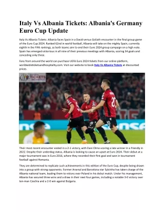 Italy Vs Albania Albania's Germany Euro Cup Update