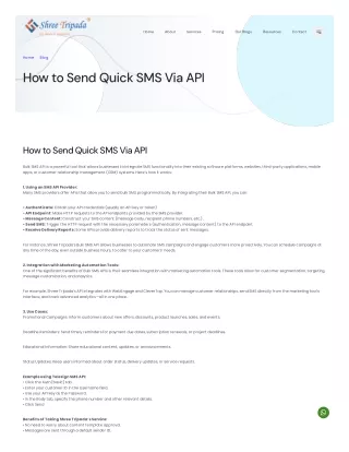 How to Send Quick SMS Via API | Shree Tripada