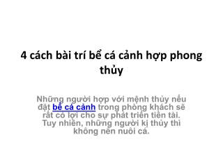 4 cách bài trí bể cá cảnh hợp phong thủy