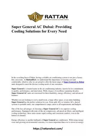 Cool Comfort: Super General AC Dubai – Your Ultimate Cooling Companion