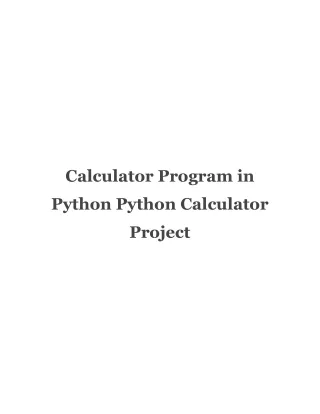 Calculator Program in Python Python Calculator Project