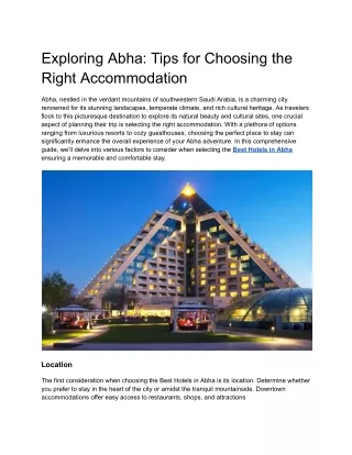Exploring Abha_ Tips for Choosing the Right Accommodation