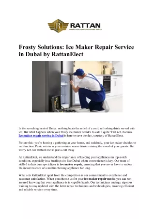 Expert Ice Maker Repair Service in Dubai | Prompt Fixes Guaranteed