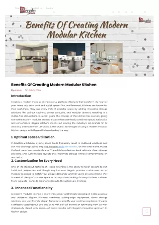 Benefits Of Creating Modern Modular Kitchen