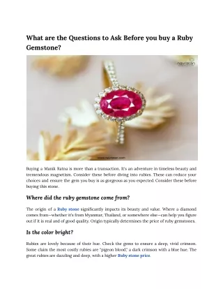 What are the Questions to Ask Before you buy a Ruby Gemstone