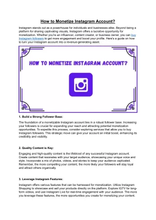 How to Monetize Instagram Account