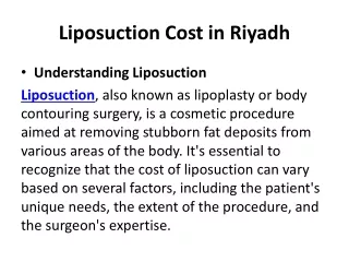 Liposuction Cost in Riyadh