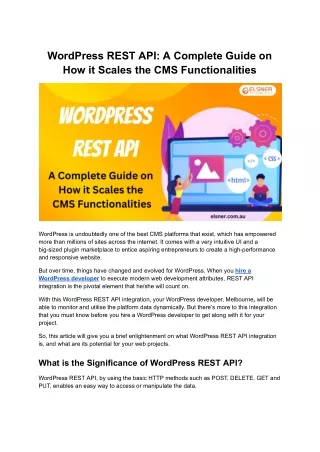 WordPress REST API: A Complete Guide On How It Scales The CMS Functionalities