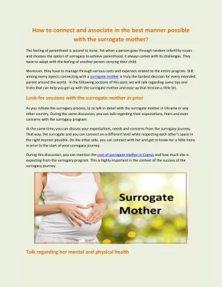 How to connect and associate in the best manner possible with the surrogate mother