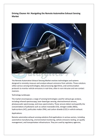 Remote Automotive Exhaust Sensing Market