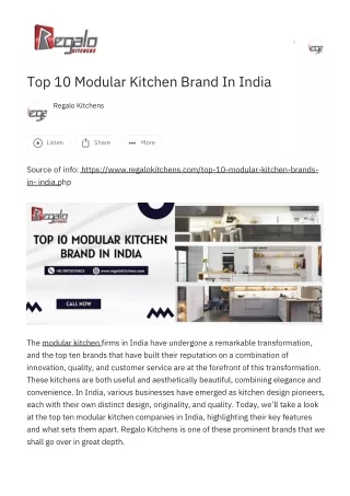 Top 10 Modular Kitchen Brand In India