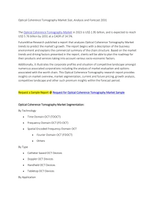 Optical Coherence Tomography Market Size, Analysis and Forecast 2031