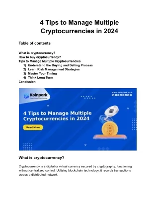 4 Tips to Manage Multiple Cryptocurrencies in 2024