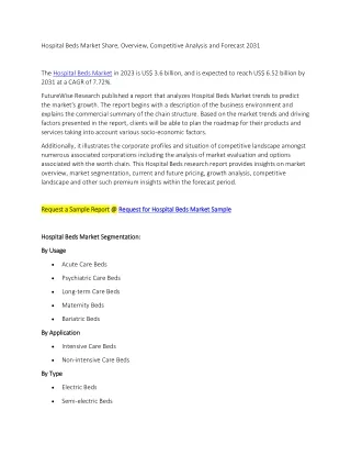 Hospital Beds Market Share, Overview, Competitive Analysis and Forecast 2031
