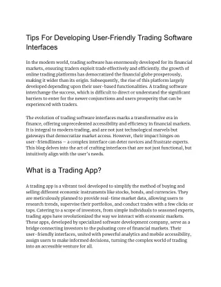 Tips For Developing User-Friendly Trading Software Interfaces