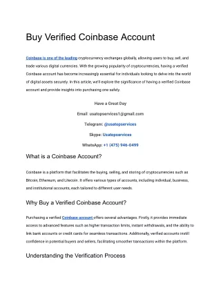 Currently The Top Site To Buy Verified Coinbase Account In This Year